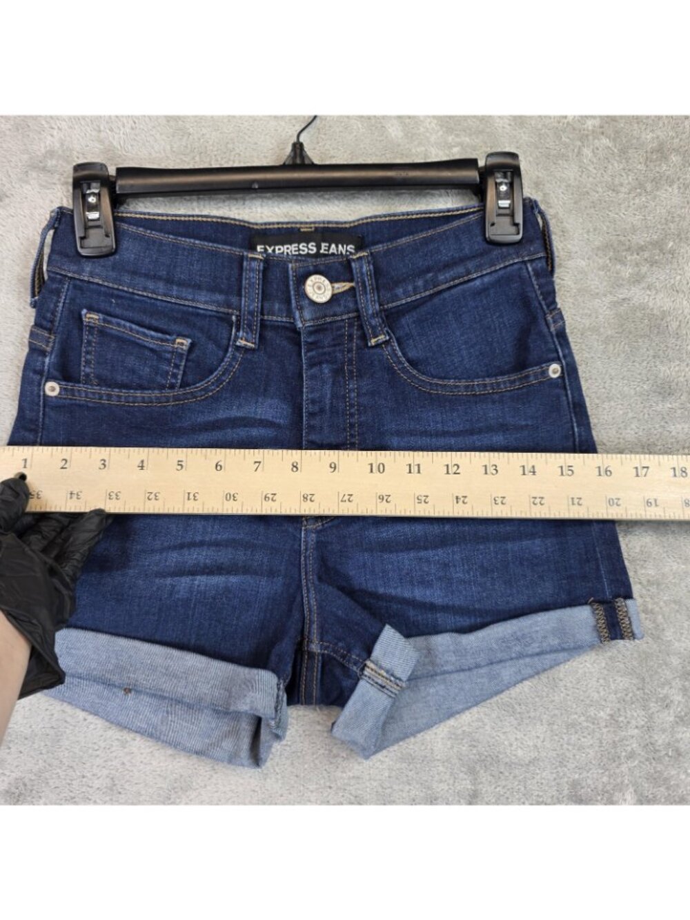 Express Jeans Shorts Womens 0 Blue Denim High Rise Cuffed Stretch Casual Summer - Picture 9 of 10